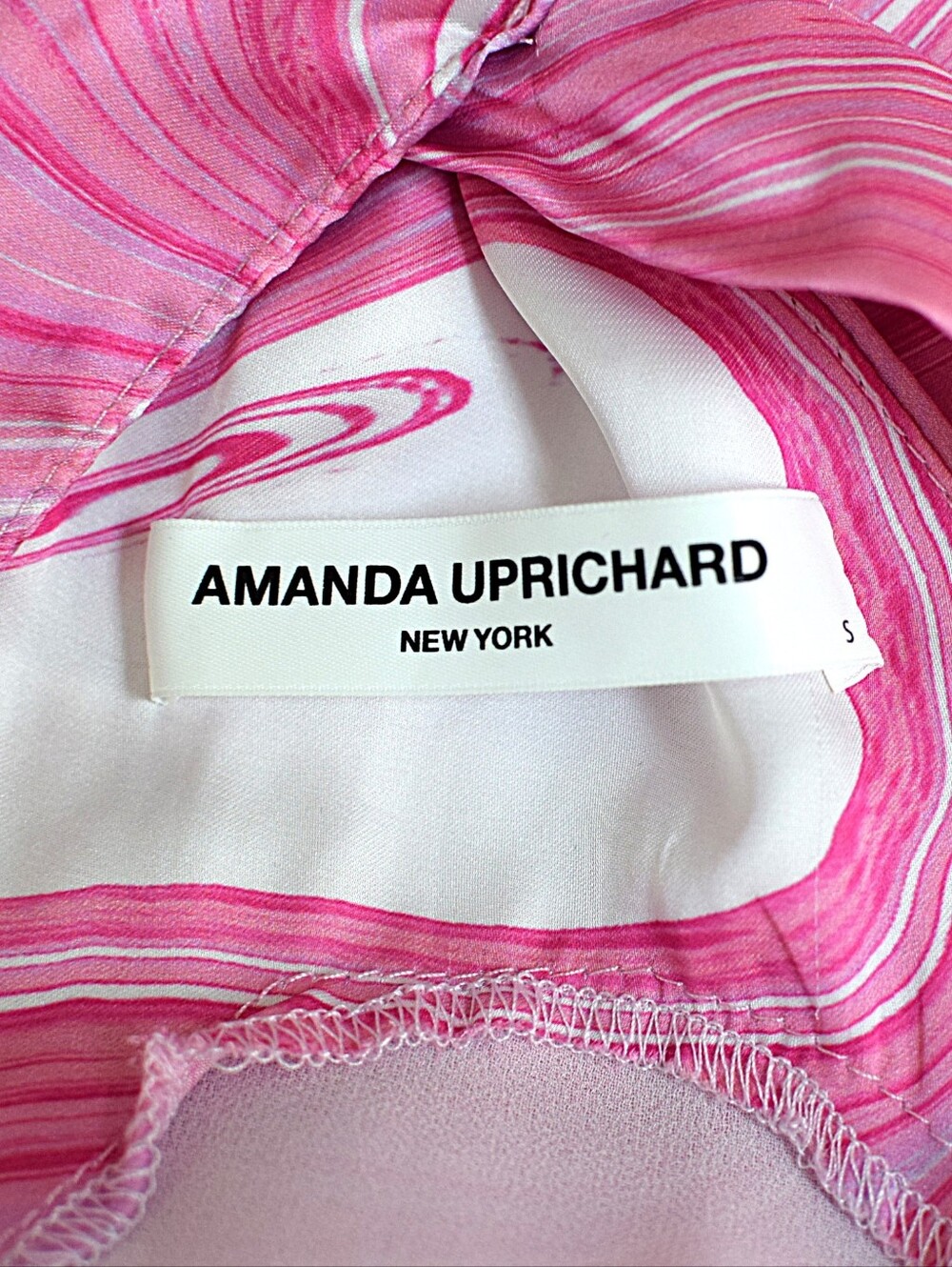 Amanda Uprichard Shauna Swirl Mini Dress Pink Halter Asymmetrical Size S Party - Picture 11 of 12